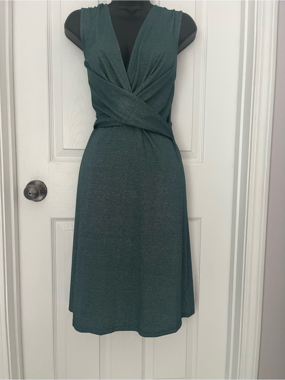 Twist-Waist Teal Midi Dress